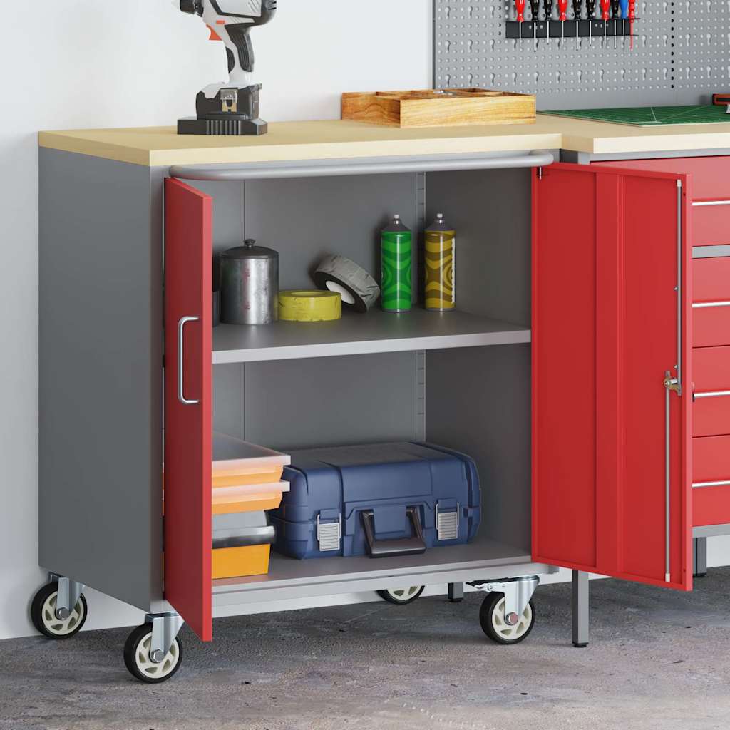 Banco da lavoro con lo scaffale Rosso e Grigio 75 x 45 x 85 cm