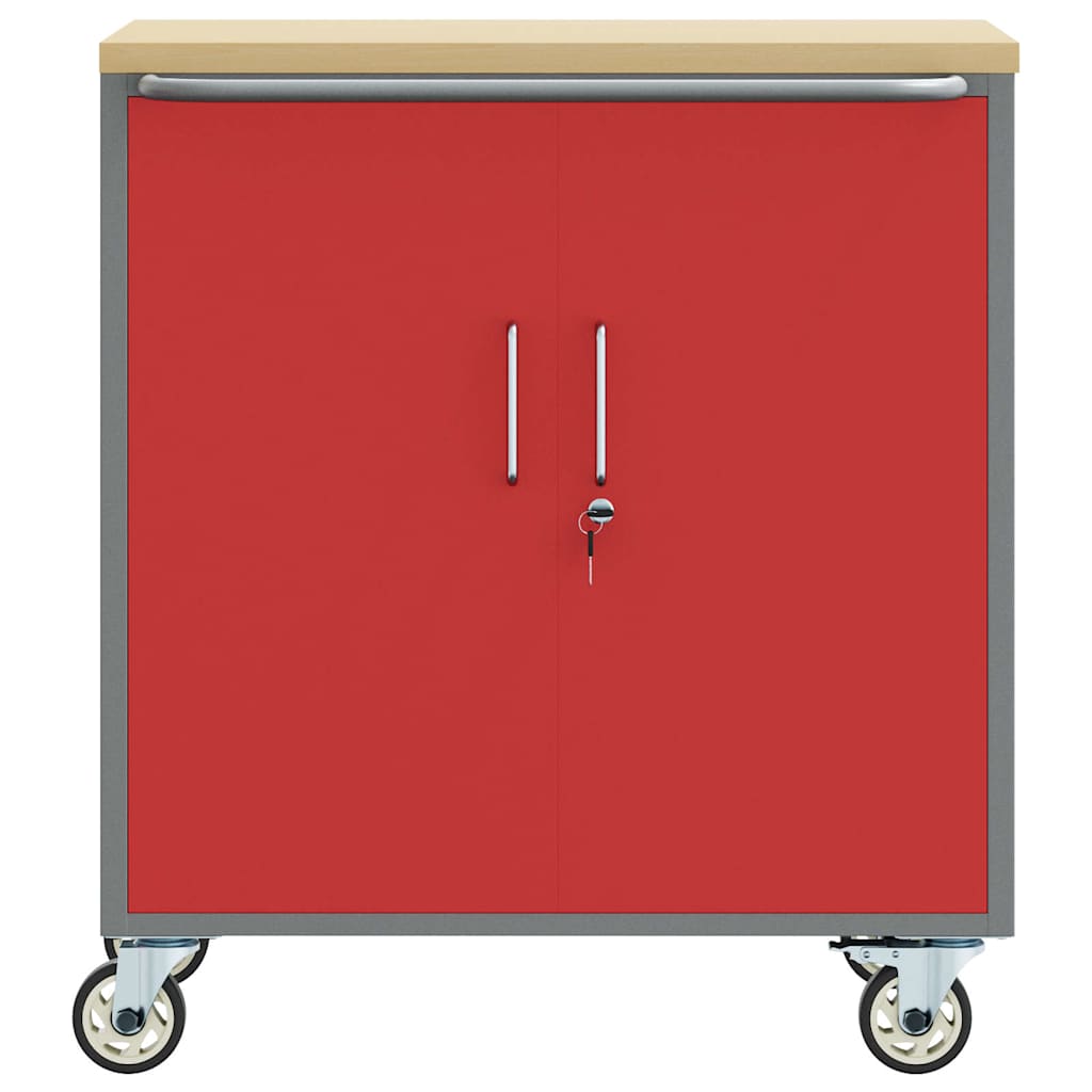 Banco da lavoro con lo scaffale Rosso e Grigio 75 x 45 x 85 cm