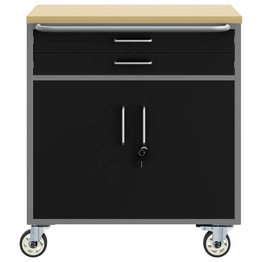 Banco da lavoro con cassetto Nero e Grigio 75 x 45 x 85 cm