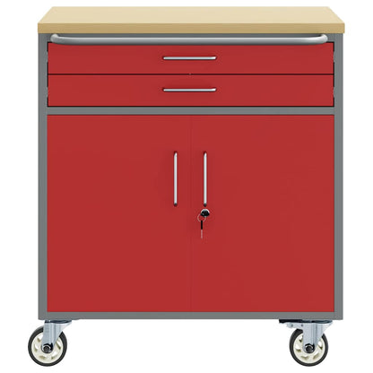 Banco da lavoro con cassetto Rosso e Grigio 75 x 45 x 85 cm