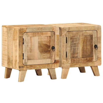 Comodini 2pz 40x32x46 cm in Legno Massello di Mango Grezzo