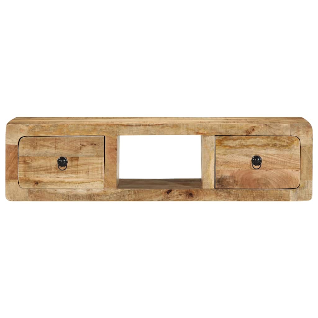 Mobile TV a Parete 100x32x25 cm Legno Grezzo Massello di Mango