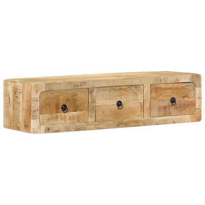 Mobile TV a Parete 100x32x25 cm Legno Grezzo Massello di Mango