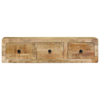 Mobile TV a Parete 100x32x25 cm Legno Grezzo Massello di Mango
