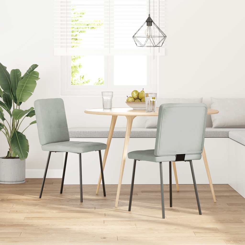 Sedie da Pranzo 2 pz Grigio Chiaro in Velluto