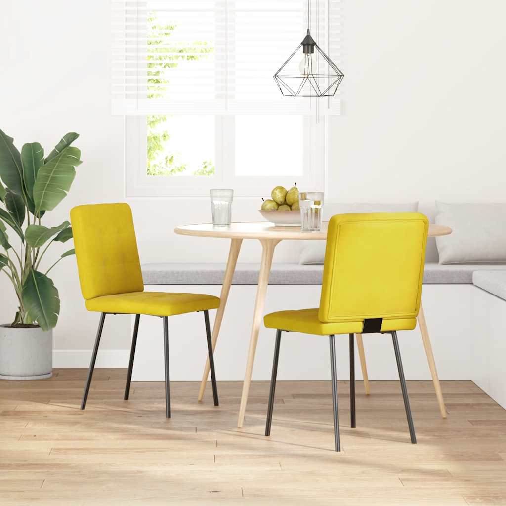 Sedie da Pranzo 2 pz Gialle in Velluto