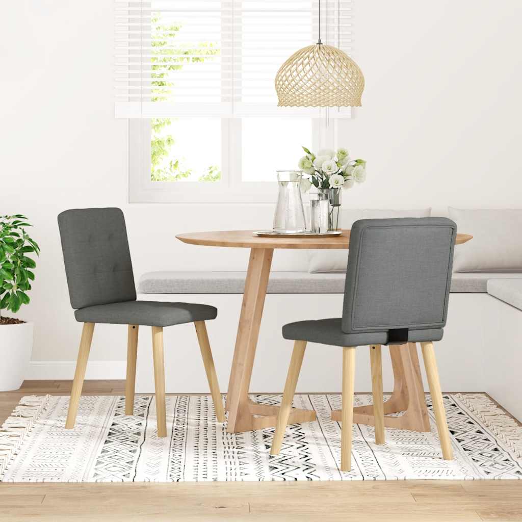 Sedie da Pranzo 2 pz Grigio Scuro in Tessuto