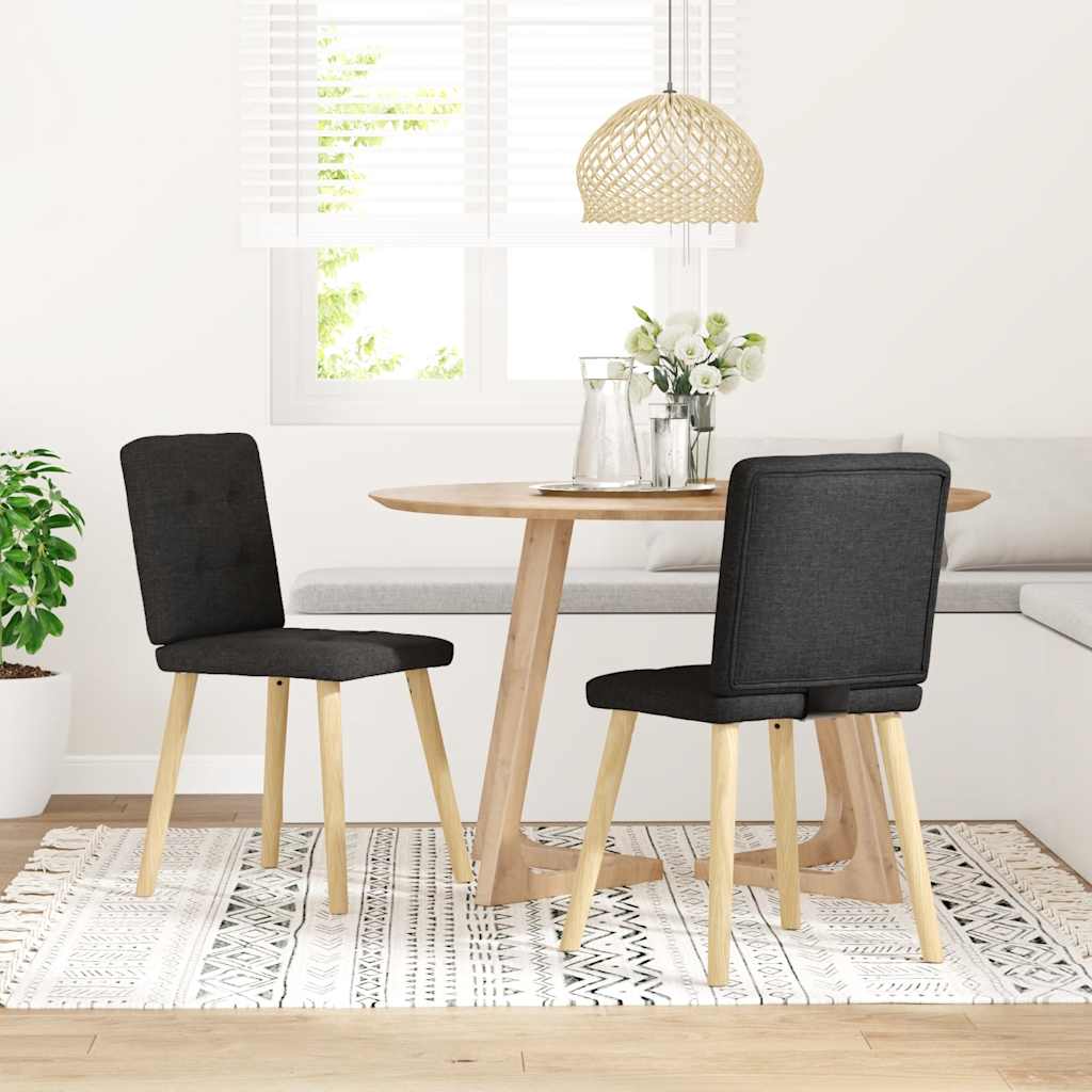 Sedie da Pranzo 2 pz Nere in Tessuto