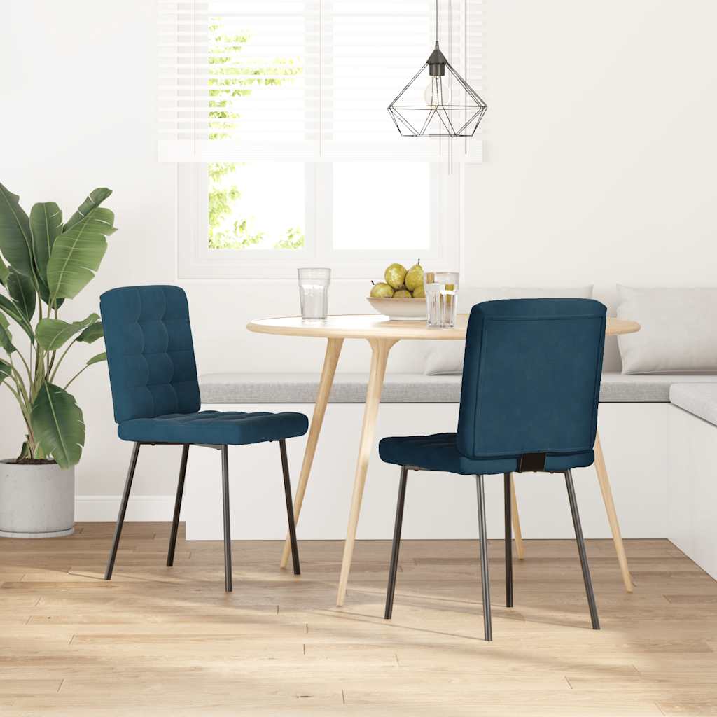 Sedie da Pranzo 2 pz Blu in Velluto