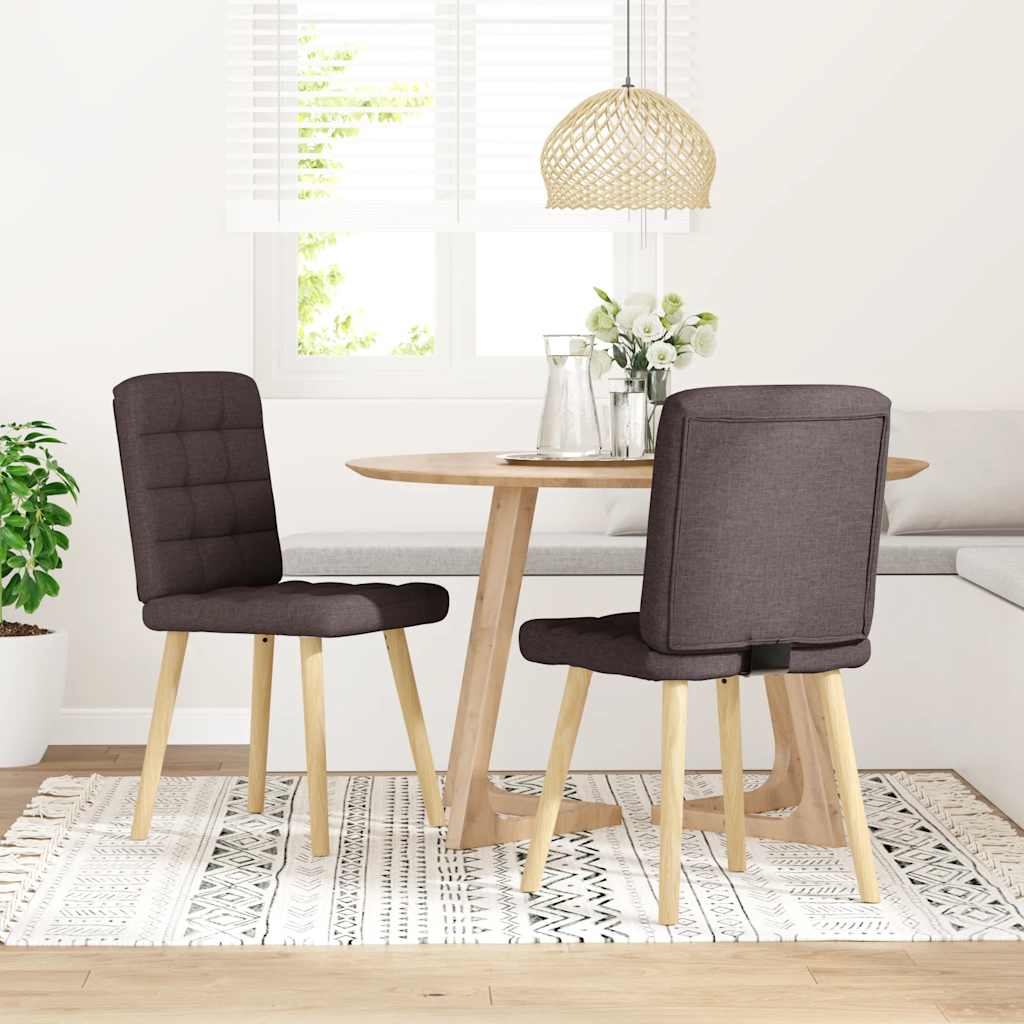 Sedie da Pranzo 2 pz Marrone Scuro in Tessuto