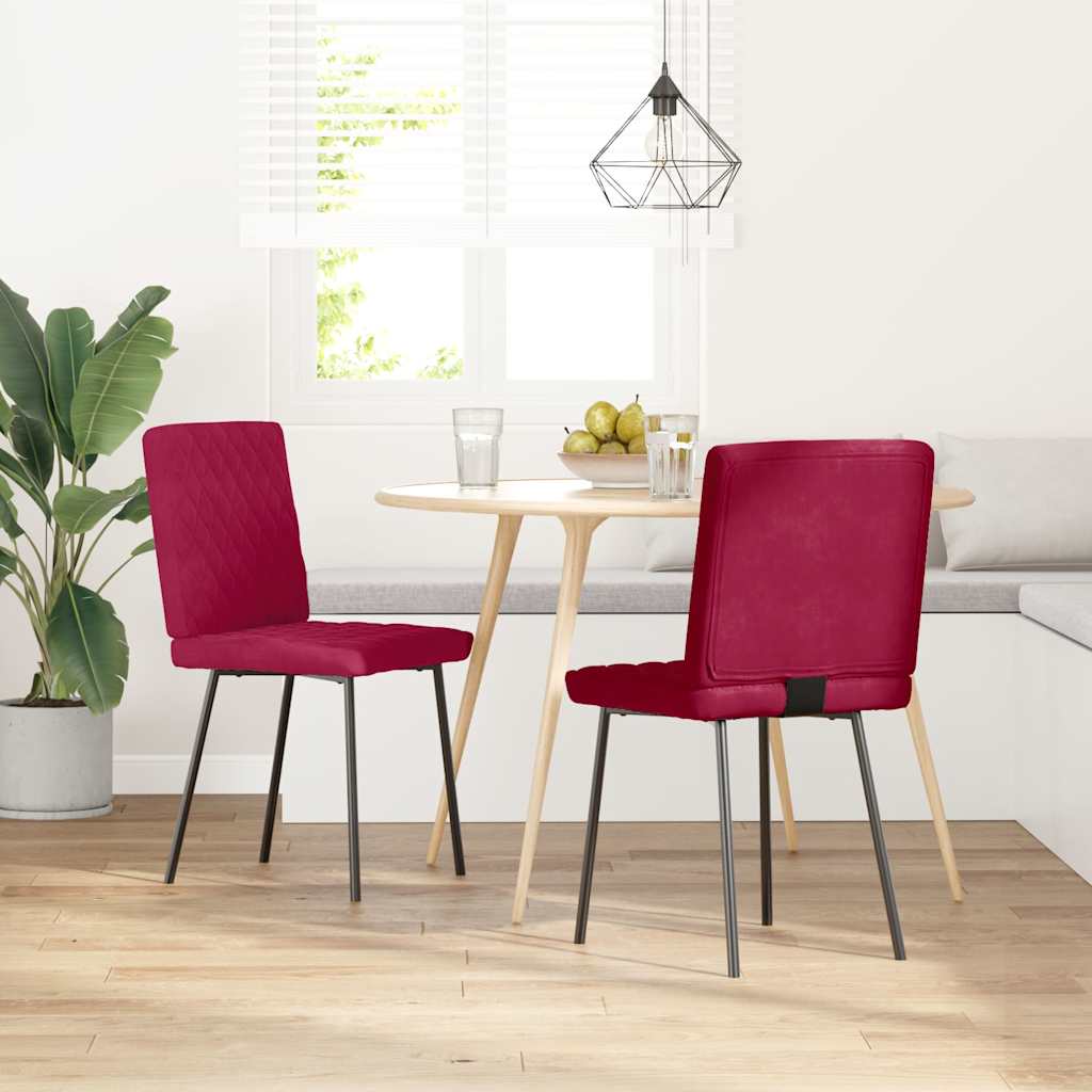 Sedie da Pranzo 2 pz Rosso Vino in Velluto