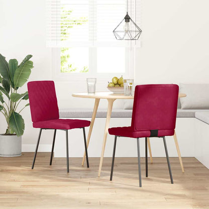 Sedie da Pranzo 2 pz Rosso Vino in Velluto