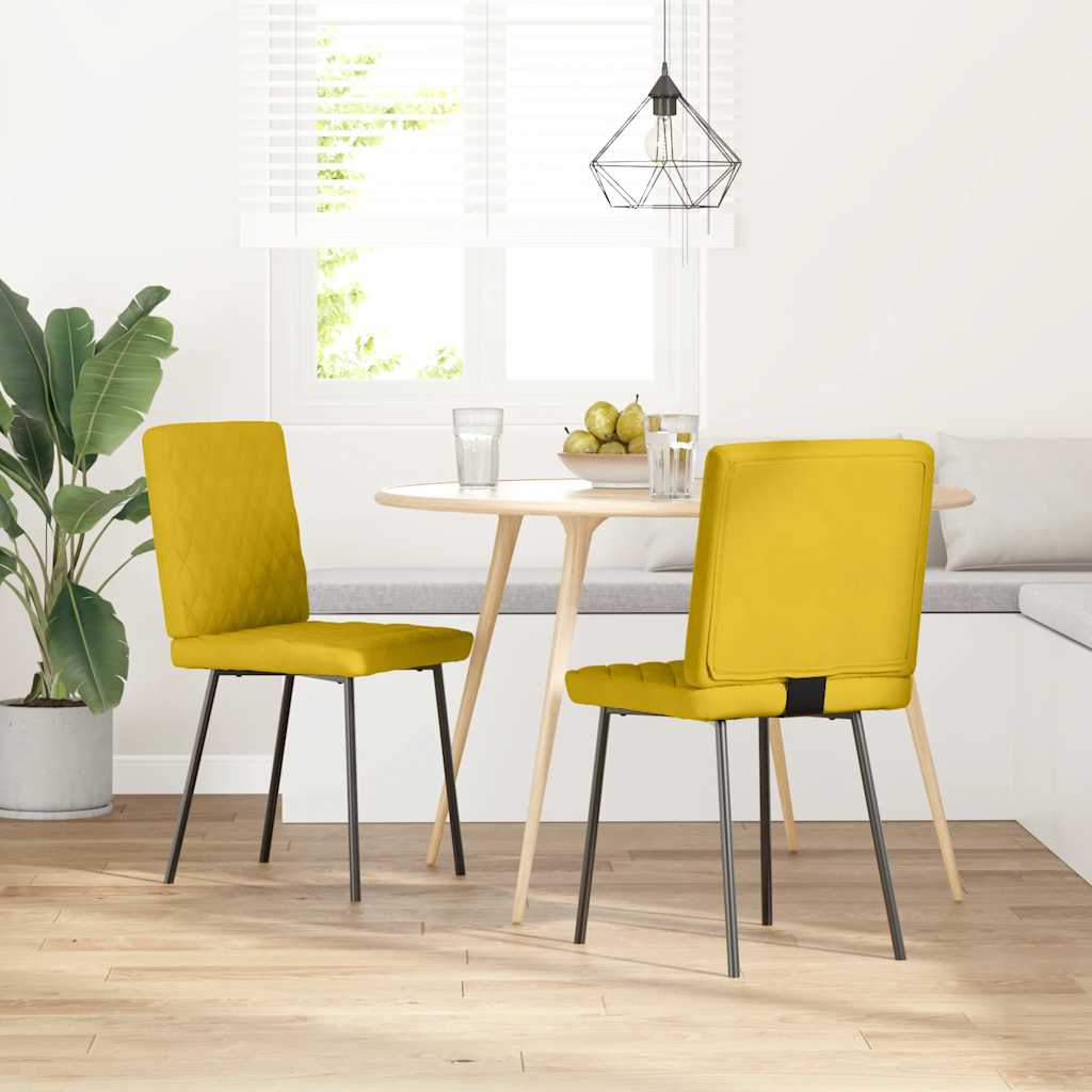 Sedie da Pranzo 2 pz Gialle in Velluto