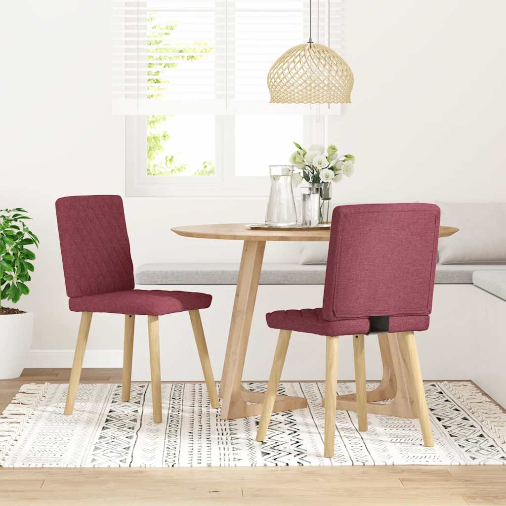 Sedie da Pranzo 2 pz Rosso Vino in Tessuto