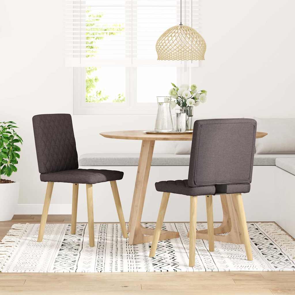 Sedie da Pranzo 2 pz Marrone Scuro in Tessuto