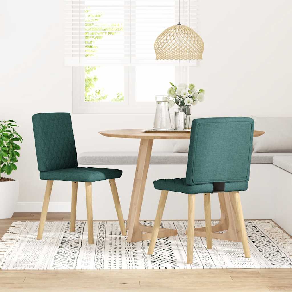 Sedie da Pranzo 2 pz Verde Scuro in Tessuto