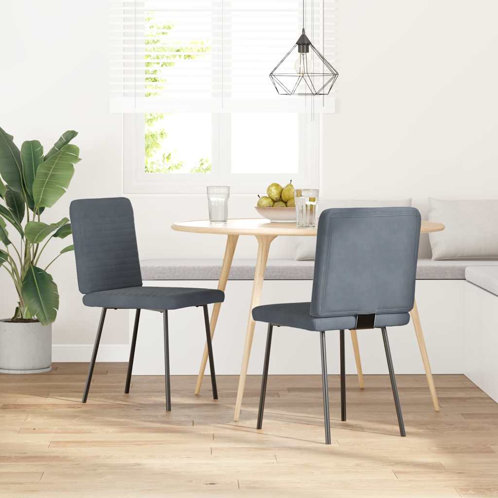 Sedie da Pranzo 2 pz Grigio Scuro in Velluto