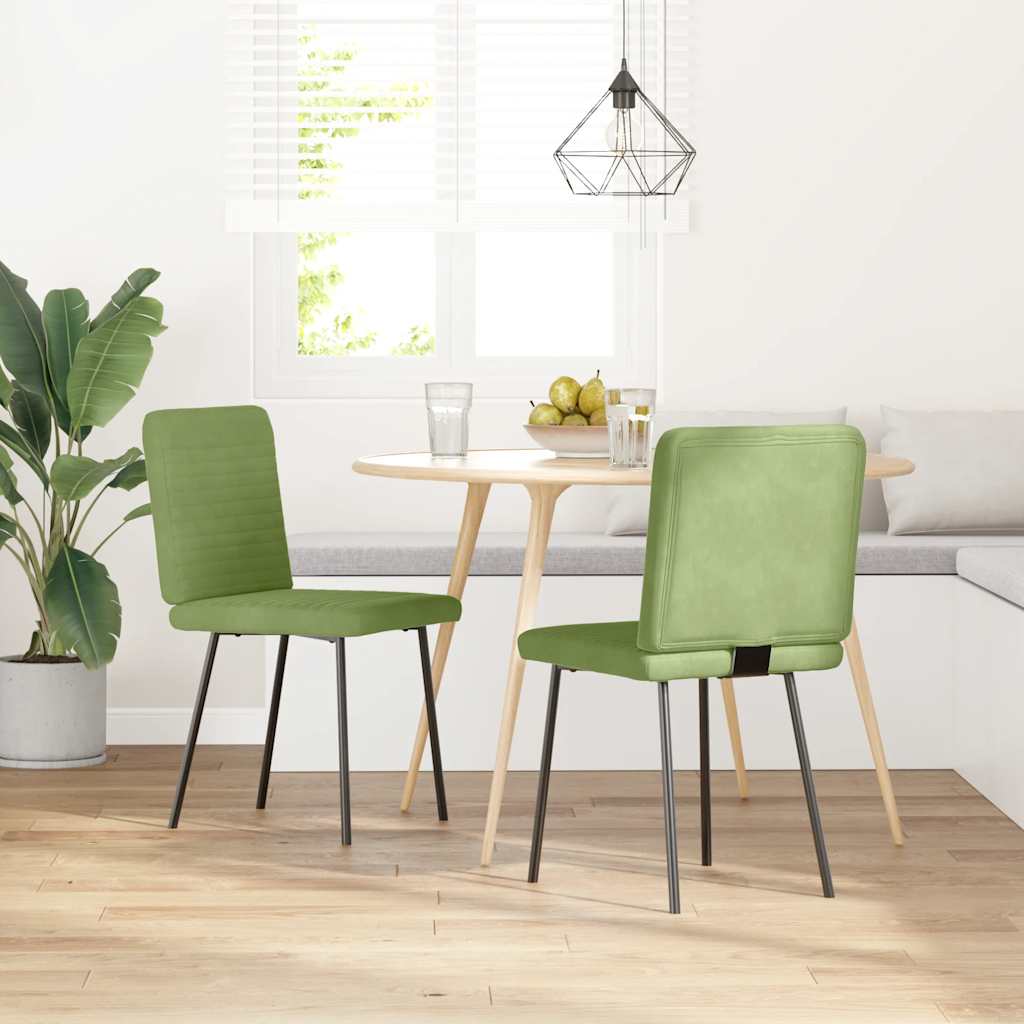Sedie da Pranzo 2 pz Verde Chiaro in Velluto