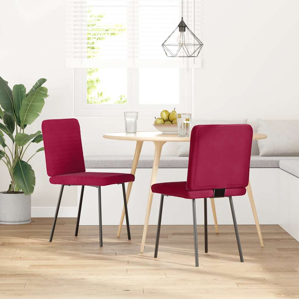 Sedie da Pranzo 2 pz Rosso Vino in Velluto