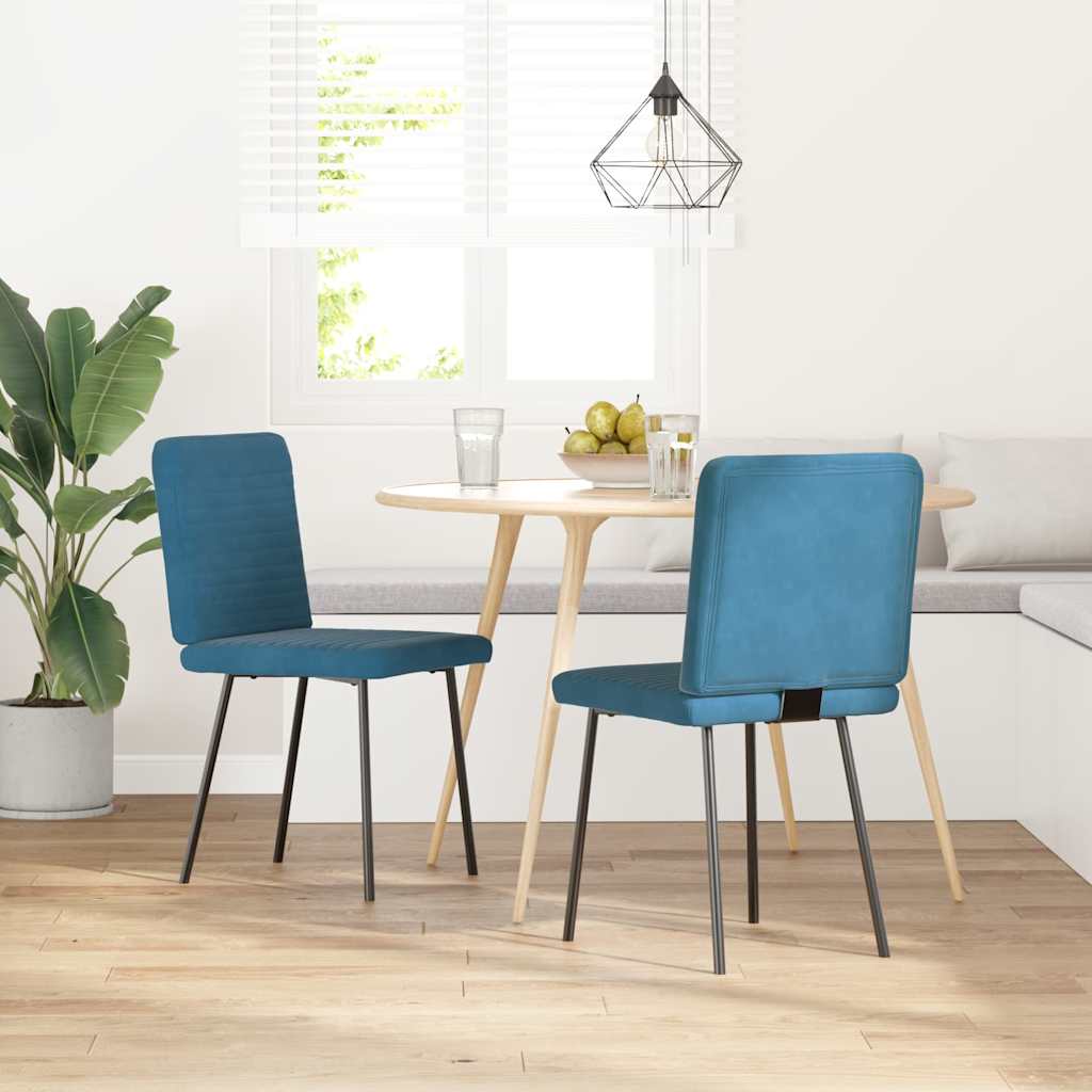 Sedie da Pranzo 2 pz Blu in Velluto