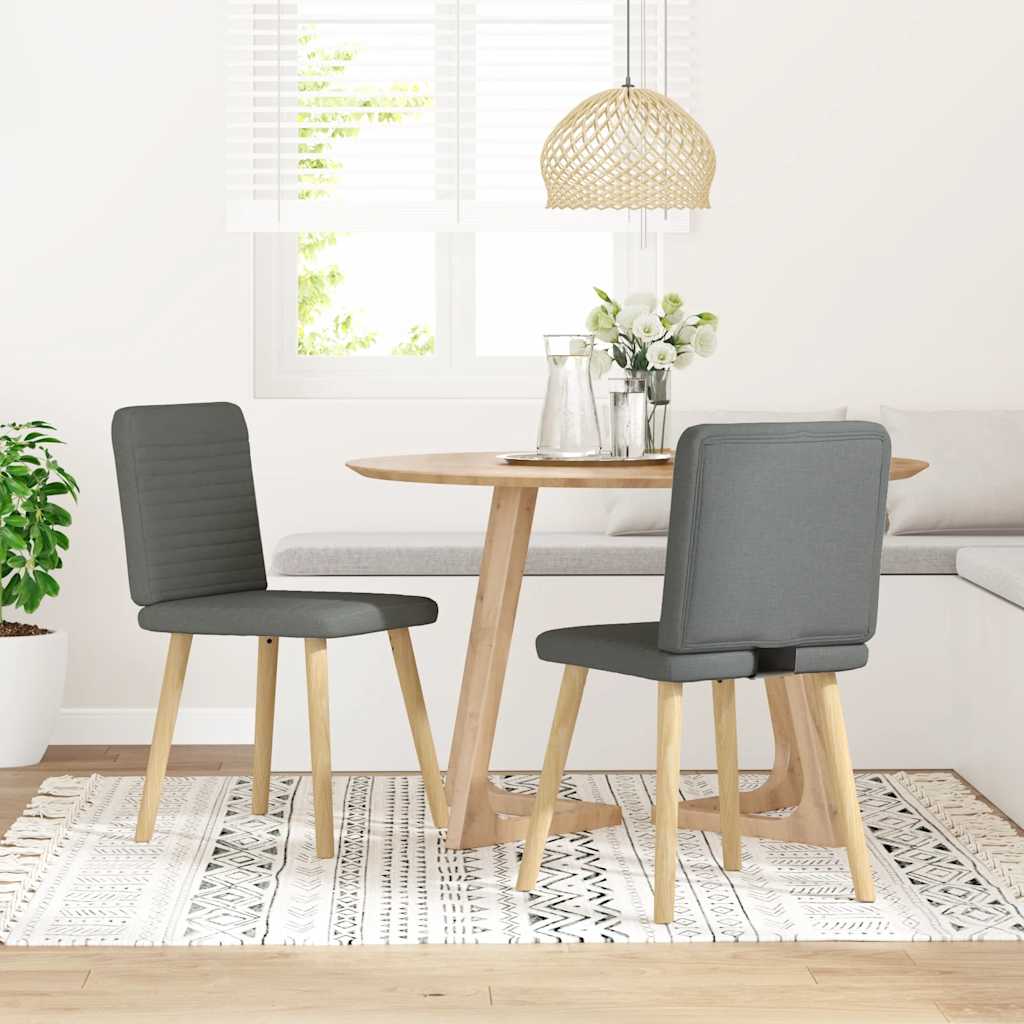 Sedie da Pranzo 2 pz Grigio Scuro in Tessuto