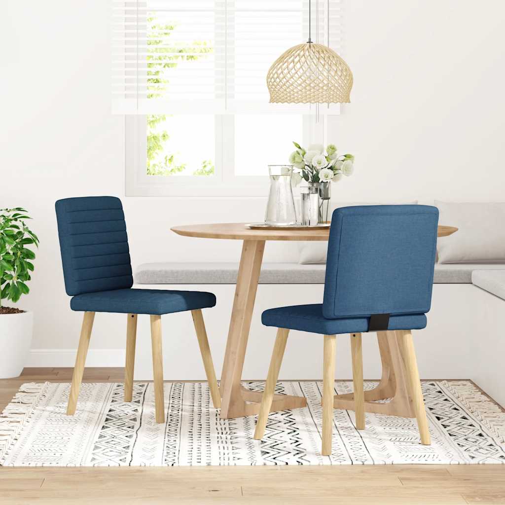 Sedie da Pranzo 2 pz Blu in Tessuto