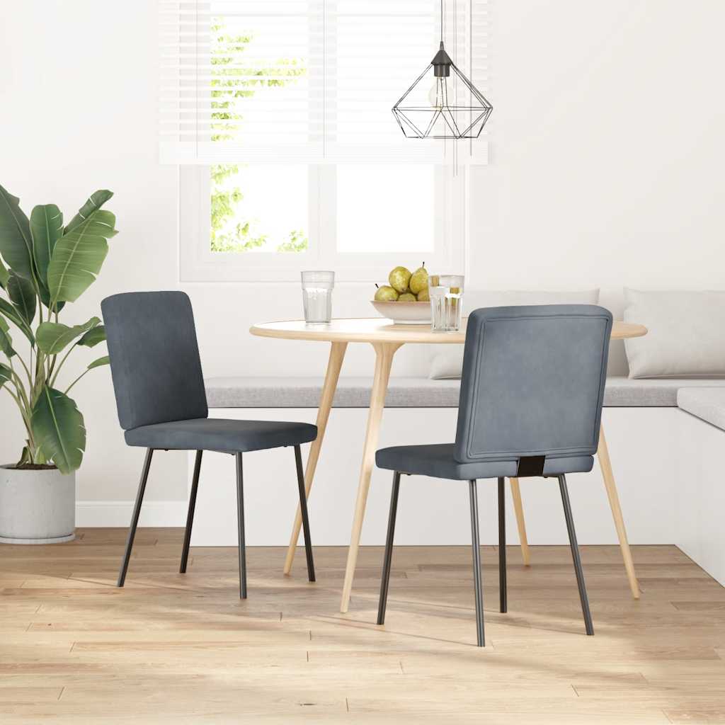 Sedie da Pranzo 2 pz Grigio Scuro in Velluto