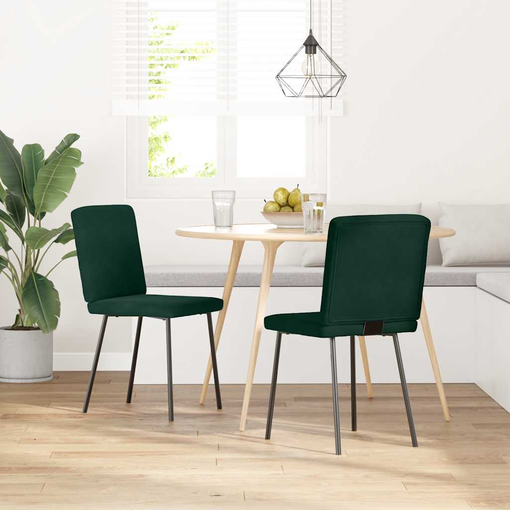 Sedie da Pranzo 2 pz Verde Scuro in Velluto