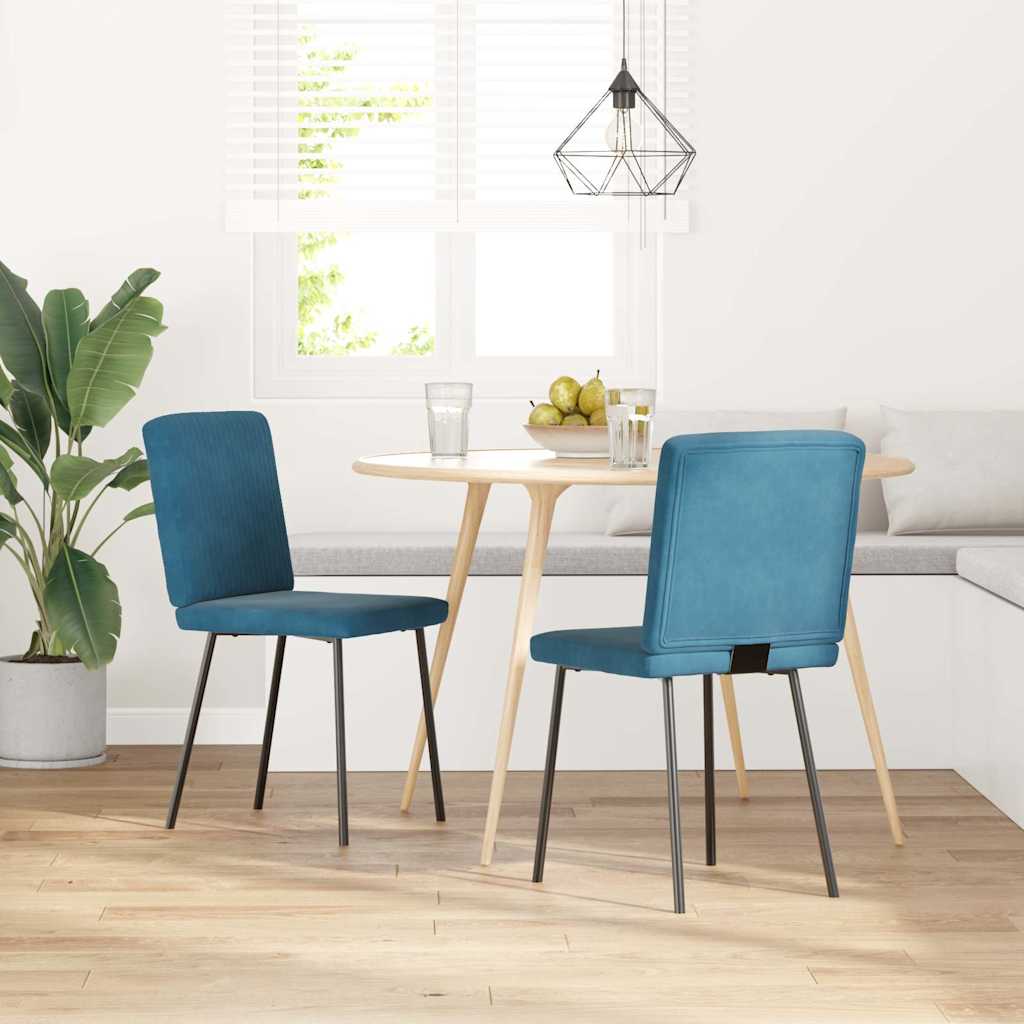 Sedie da Pranzo 2 pz Blu in Velluto