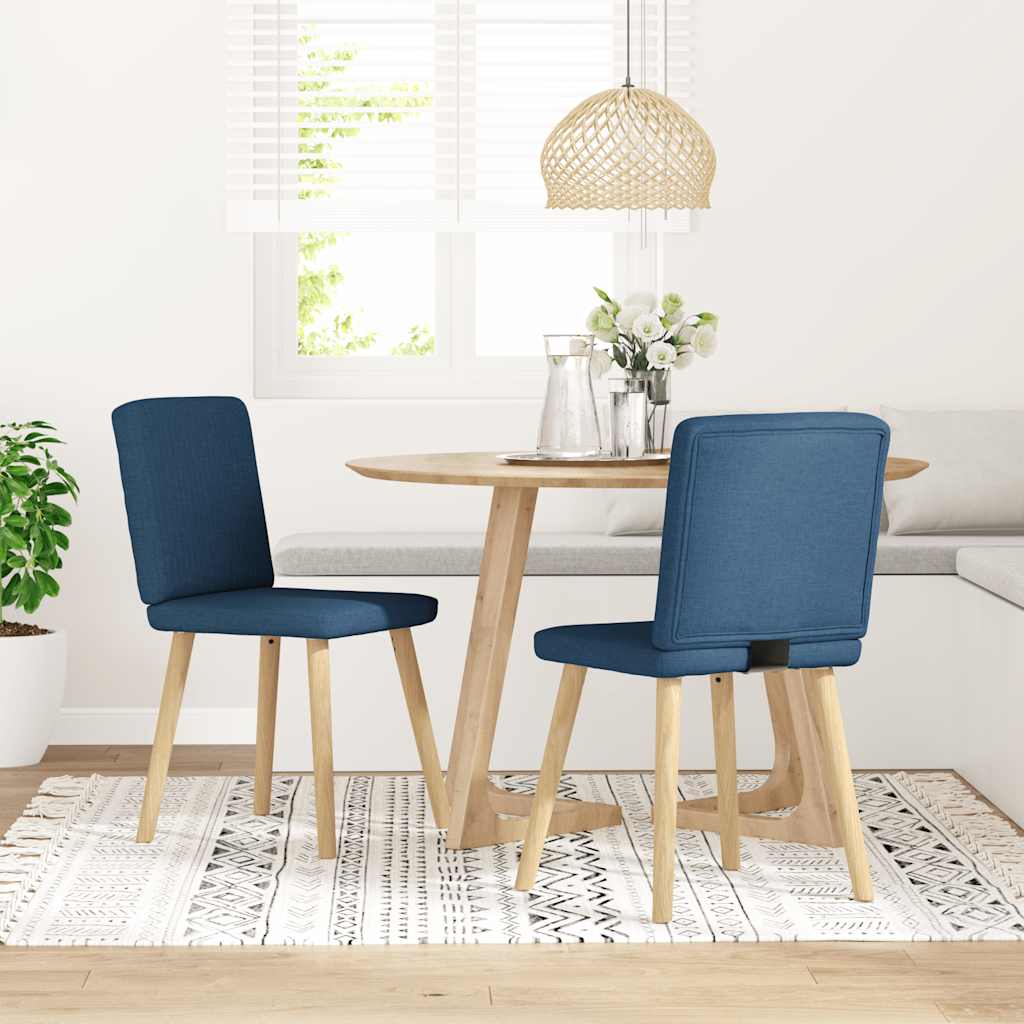 Sedie da Pranzo 2 pz Blu in Tessuto