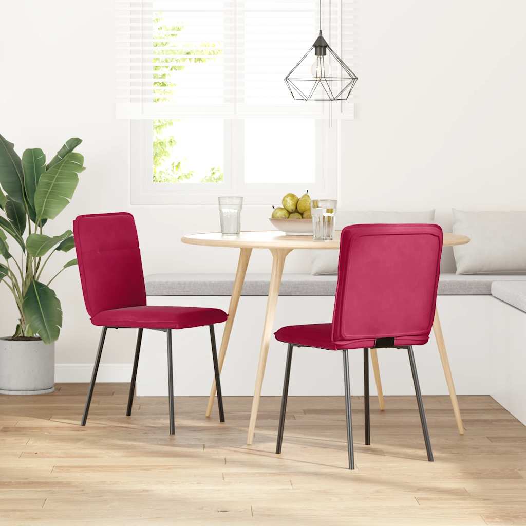 Sedie da Pranzo 2 pz Rosso Vino in Velluto