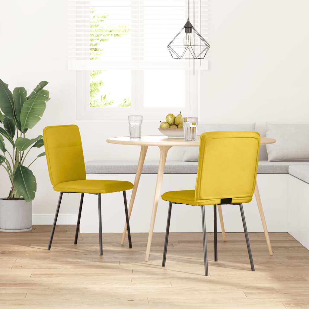 Sedie da Pranzo 2 pz Gialle in Velluto