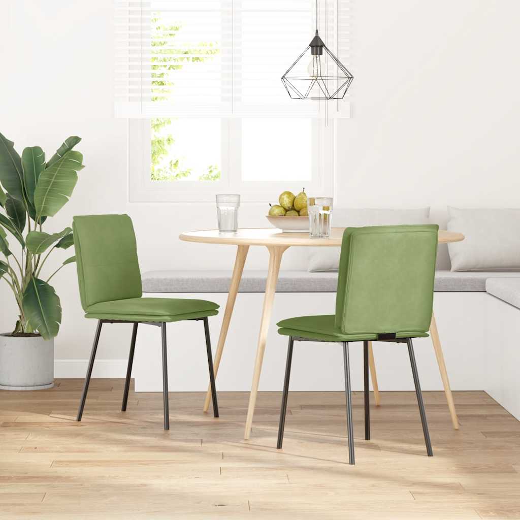 Sedie da Pranzo 2 pz Verde Chiaro in Velluto