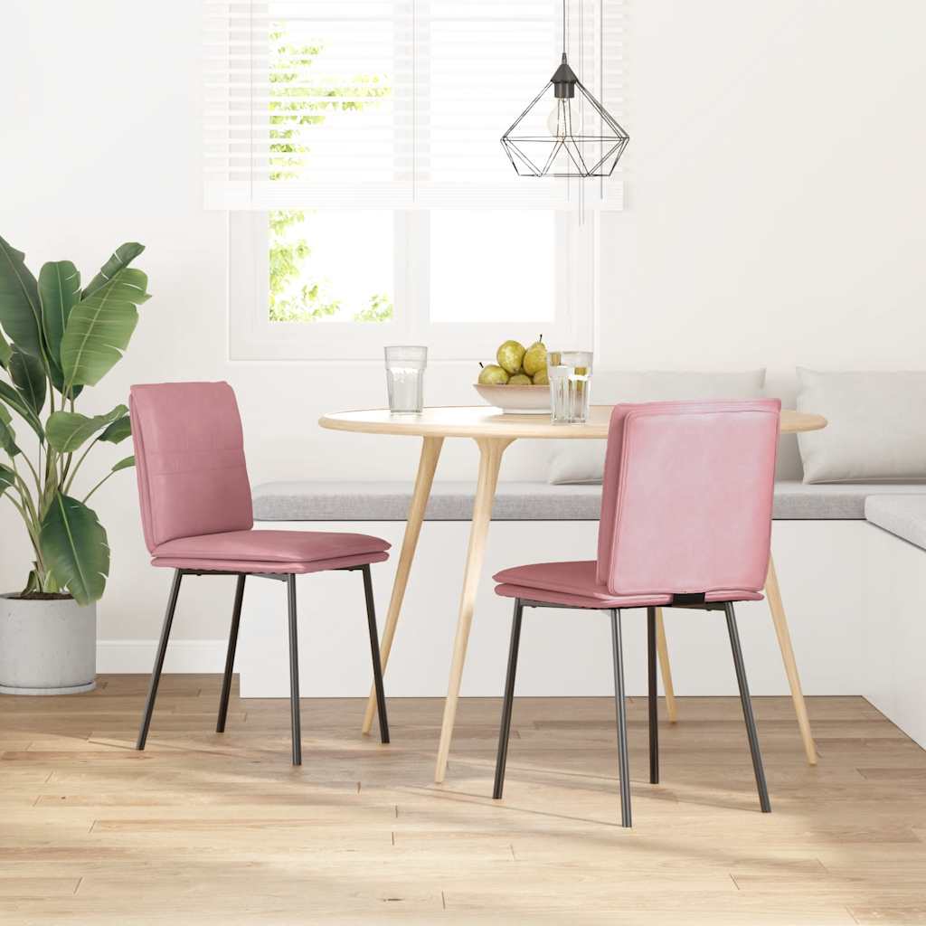 Sedie da Pranzo 2 pz Rosa in Velluto