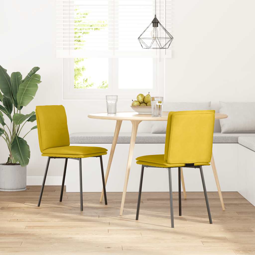 Sedie da Pranzo 2 pz Gialle in Velluto