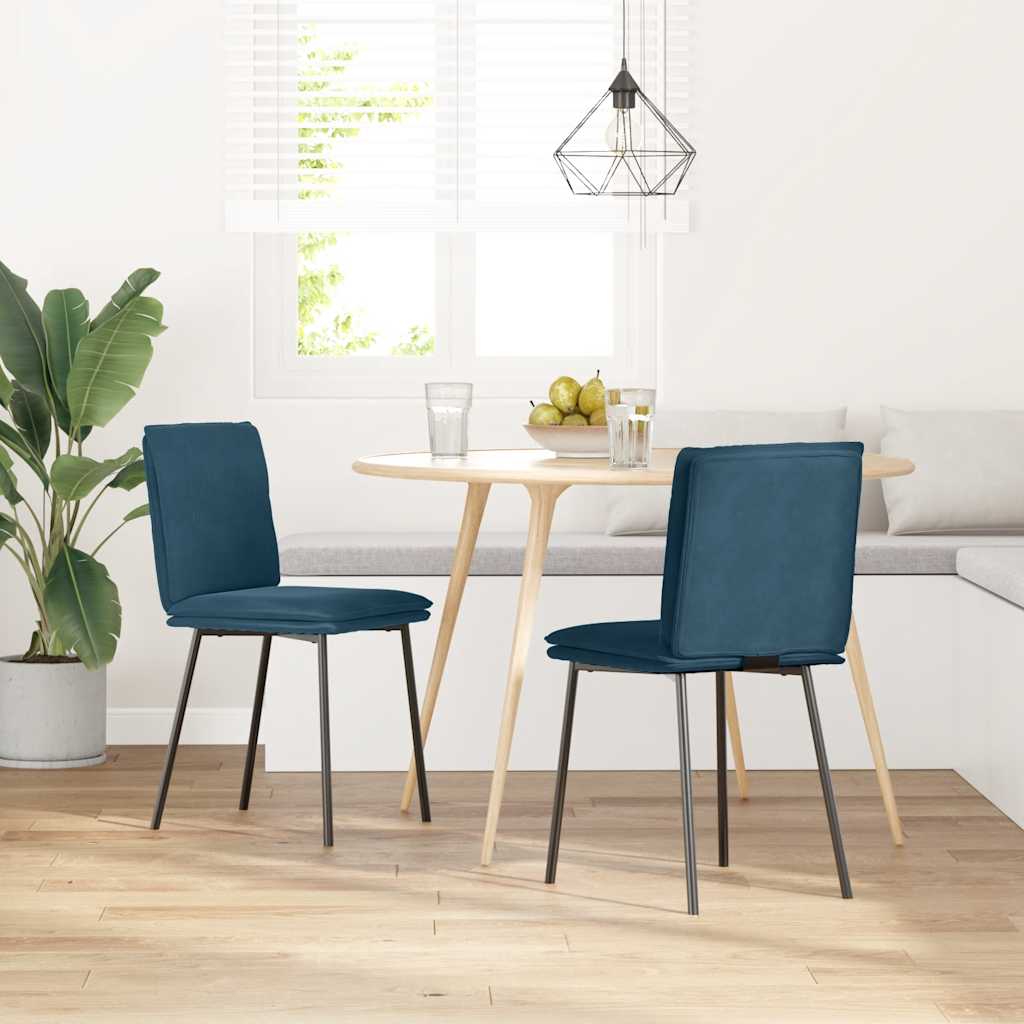 Sedie da Pranzo 2 pz Blu in Velluto