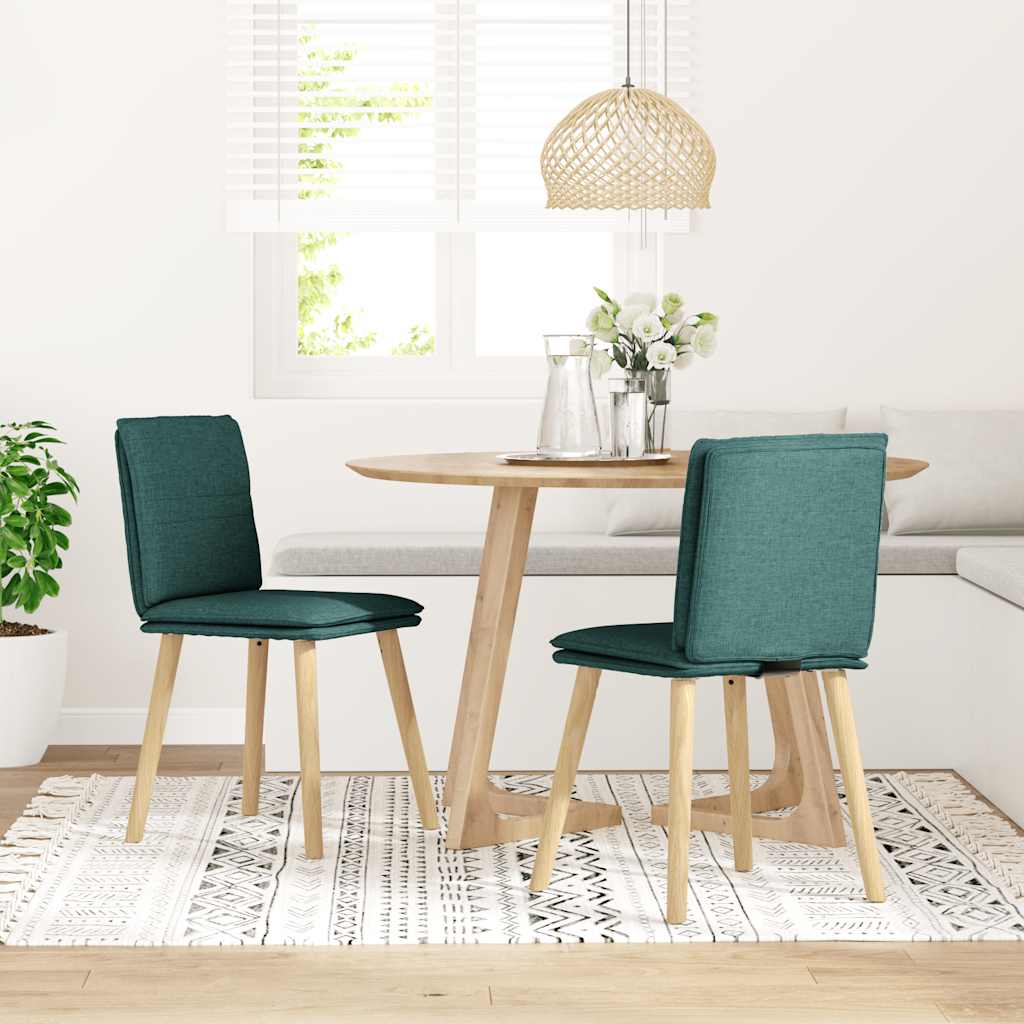 Sedie da Pranzo 2 pz Verde Scuro in Tessuto