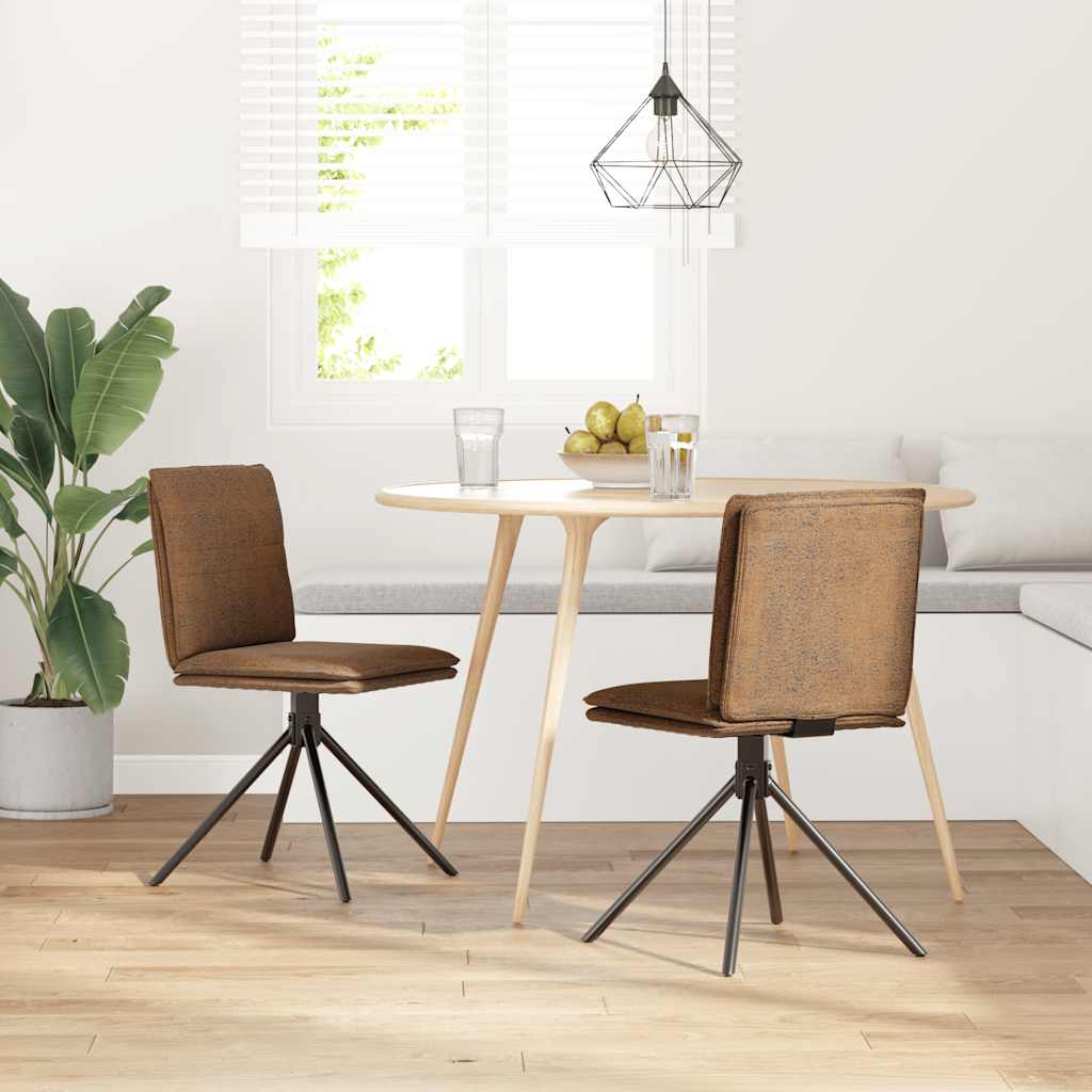 Sedia da Pranzo Marrone in Similpelle Scamosciata