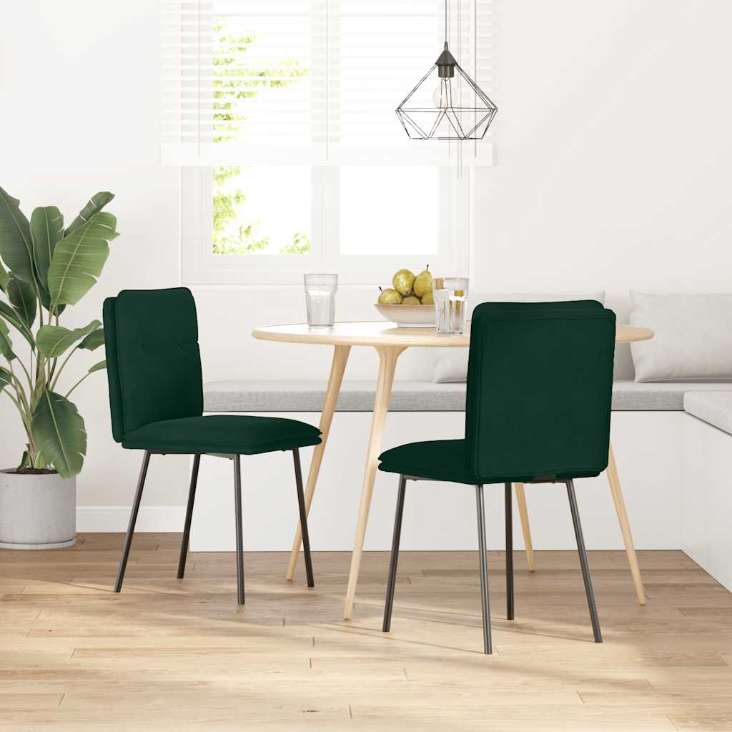 Sedie da Pranzo 2 pz Verde Scuro in Velluto