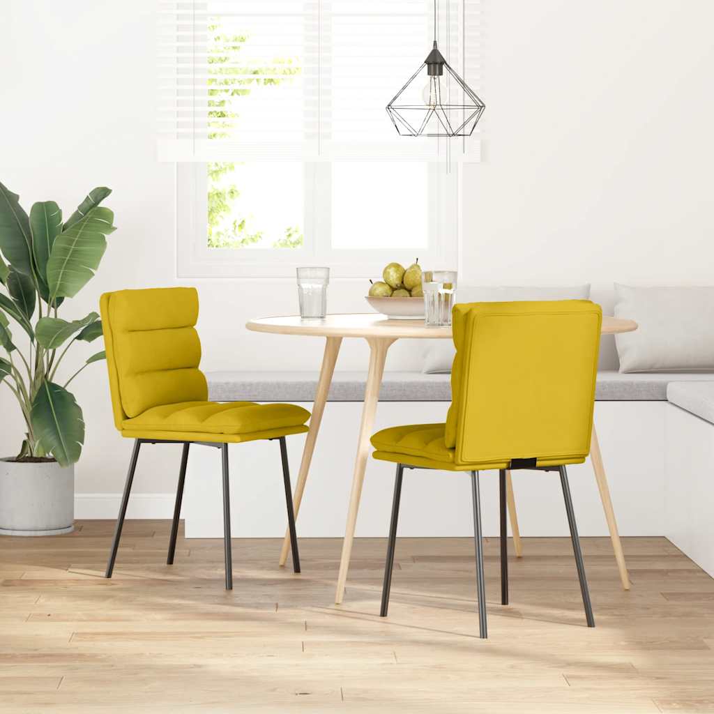 Sedie da Pranzo 2 pz Gialle in Velluto