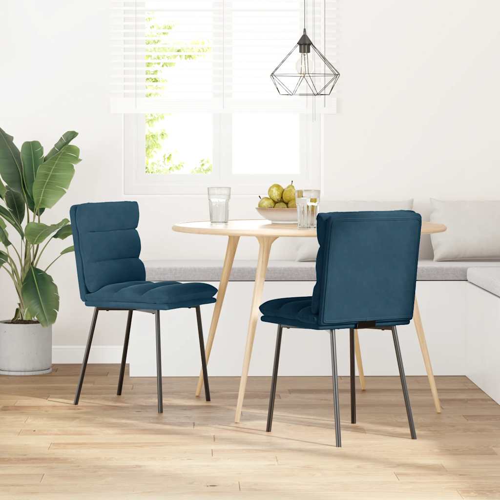 Sedie da Pranzo 2 pz Blu in Velluto