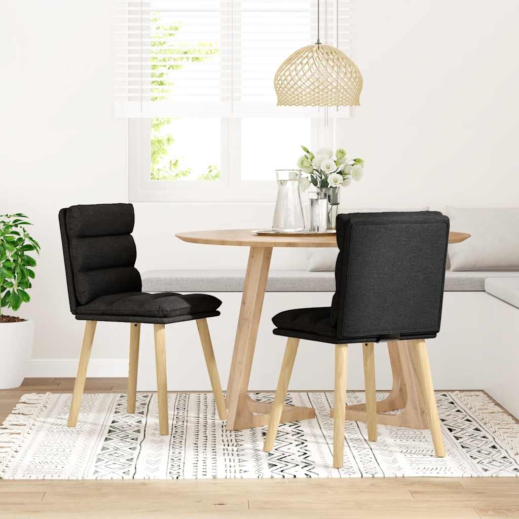 Sedie da Pranzo 2 pz Nere in Tessuto