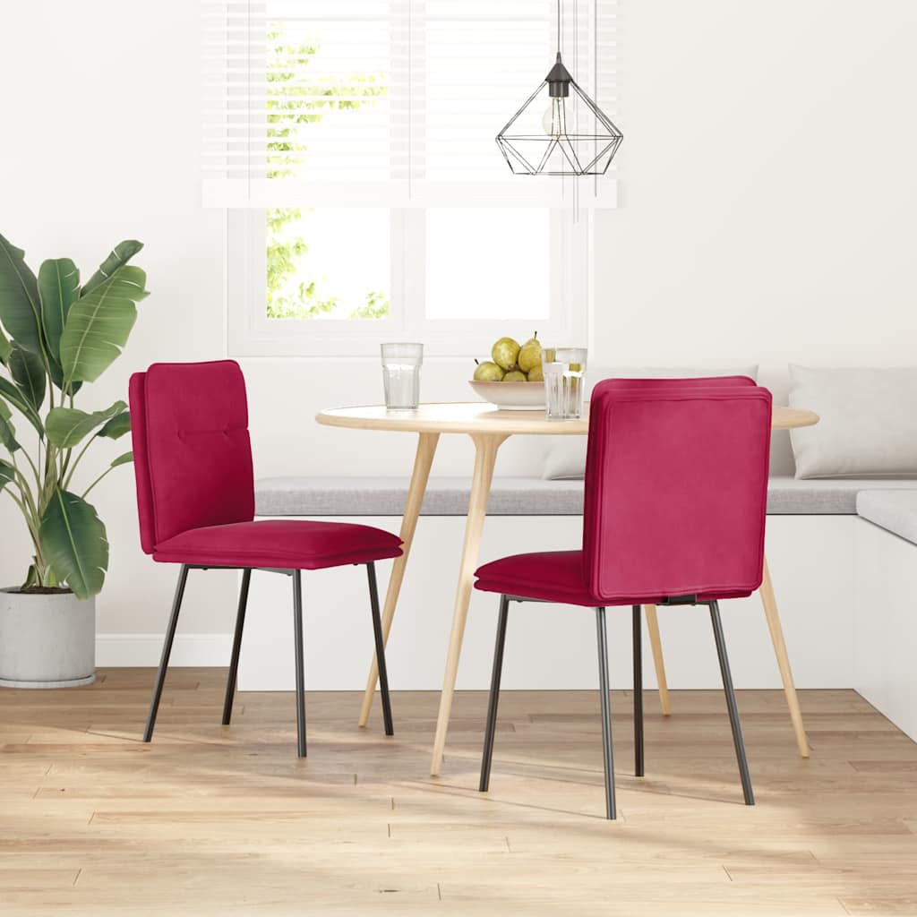 Sedie da Pranzo 2 pz Rosso Vino in Velluto