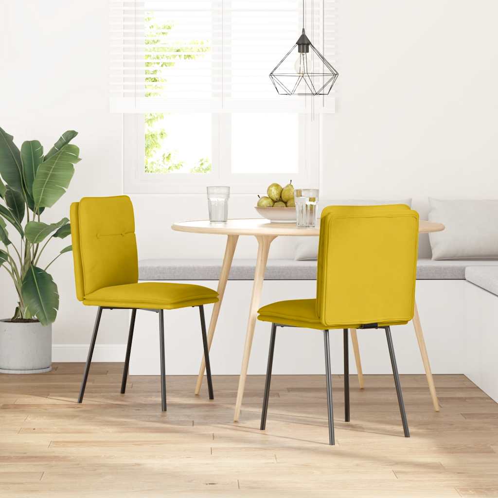 Sedie da Pranzo 2 pz Gialle in Velluto
