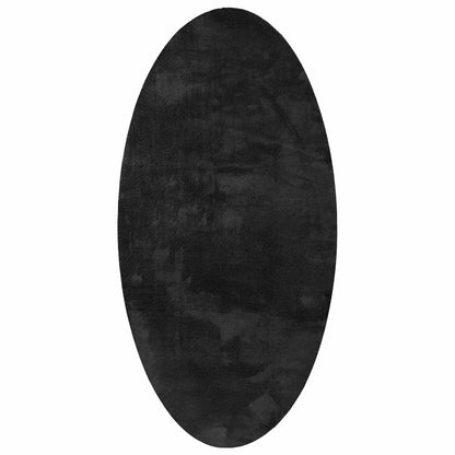 Tappeti per area Ovale HUARTE Nero 100 x 200 cm 100% Poliestere