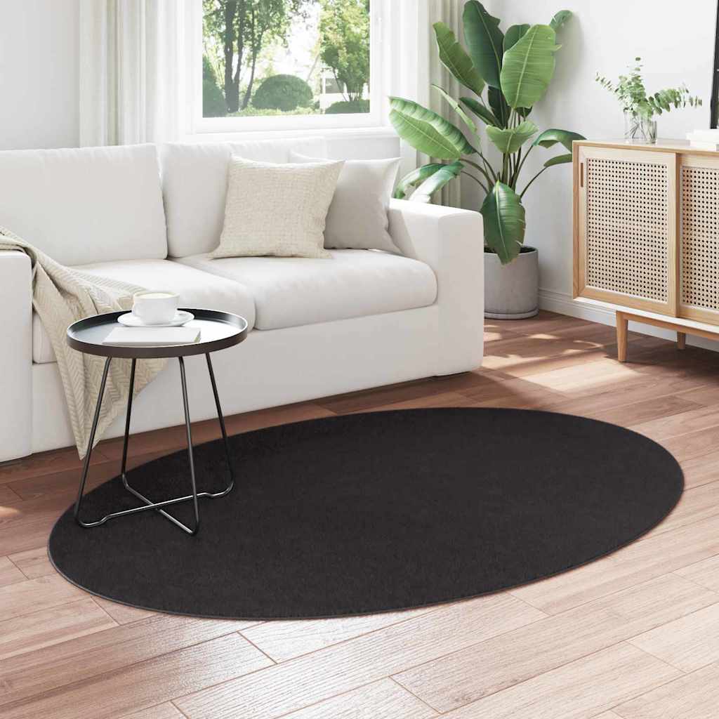 Tappeti per area Ovale HUARTE Nero 120 x 170 cm 100% Poliestere