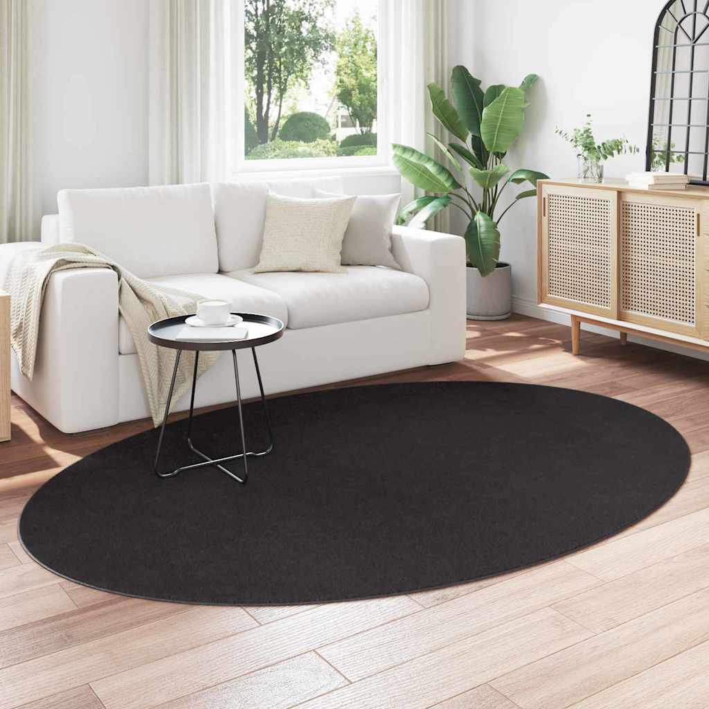 Tappeti per area Ovale HUARTE Nero 160 x 230 cm 100% Poliestere