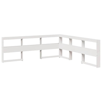 Testiera Libreria a L Bianca 200 cm in Legno Massello di Pino