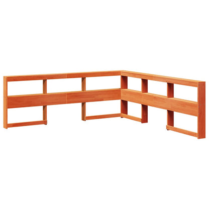 Testiera Libreria a L Marrone Cera 200cm Legno Massello di Pino
