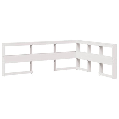 Testiera Libreria a L Bianca 150 cm in Legno Massello di Pino